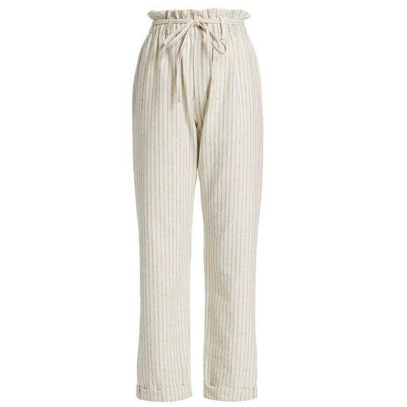 Rag & Bone Tie Straight Leg Pant in Natural w/ Blue Stripes NWT Size 27 - Picture 12 of 15